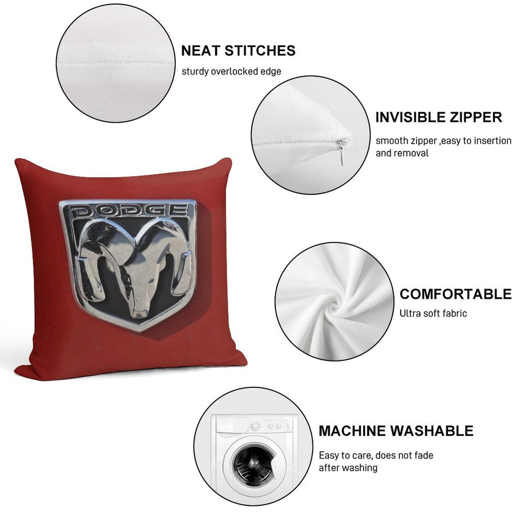 Dodge Logo Soft Shrink-Resistant Throw Pillow