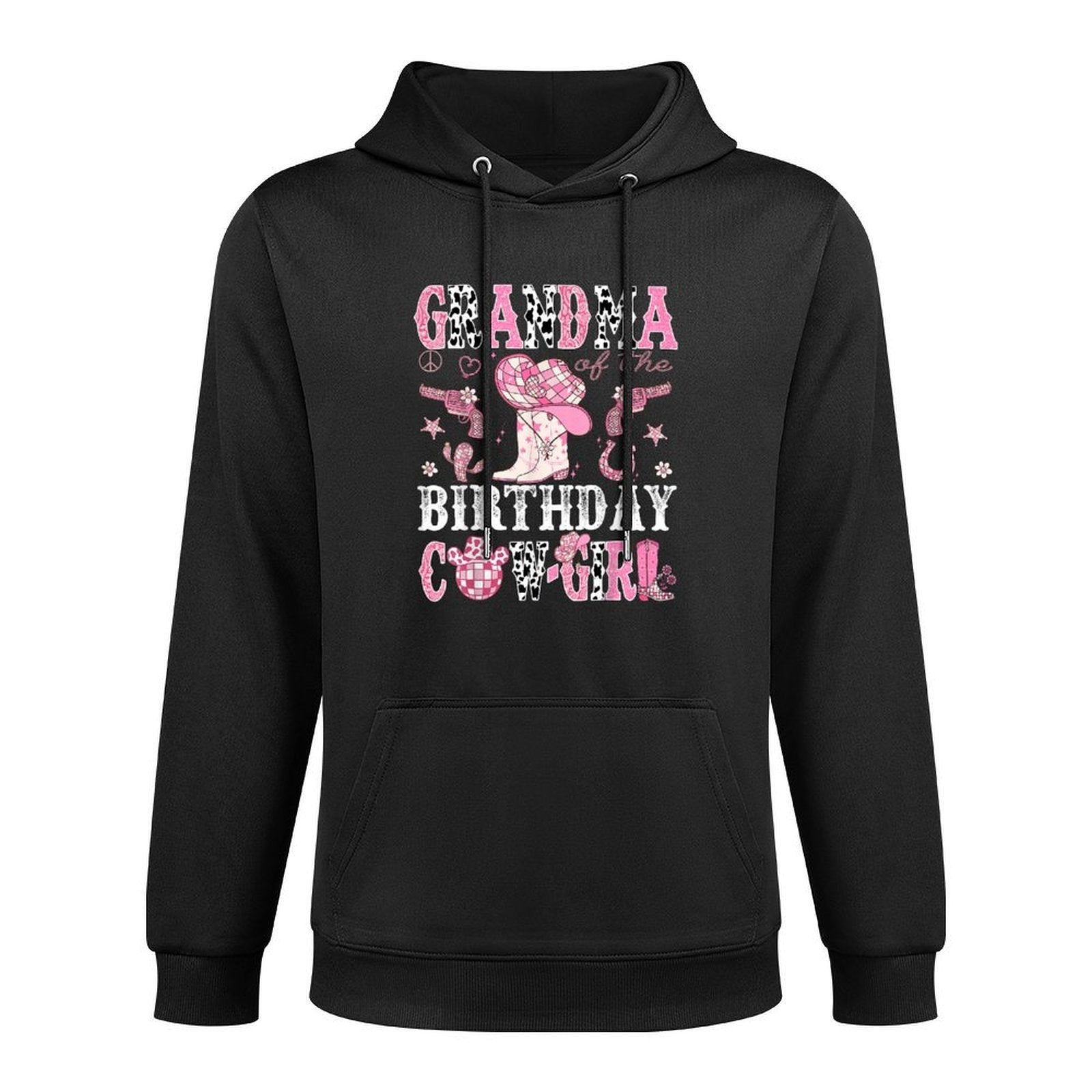 Grandma Of The Birthday Cow-Girl Pink Disco Rodeo Western Medium-Weight Fabric Hoodie