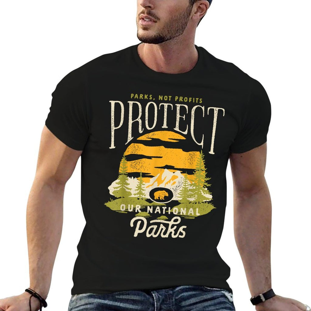 Protect Our National Parks Not Profit Bear Resist Retro  Graphic-printed T-Shirt