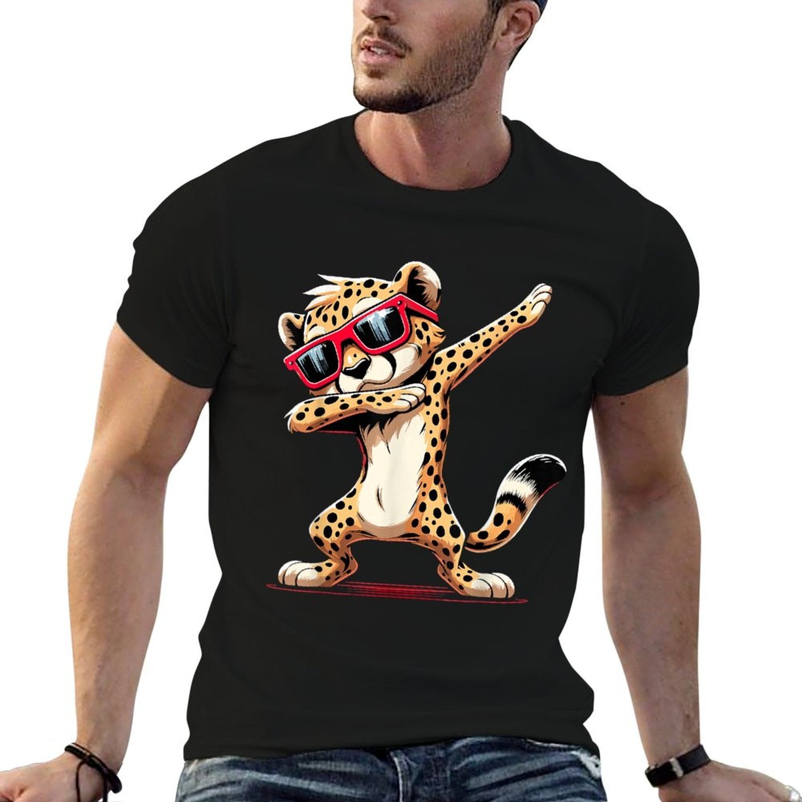 Dabbing Cheetah Sunglasses Cheetah Animal  Versatile T-Shirt