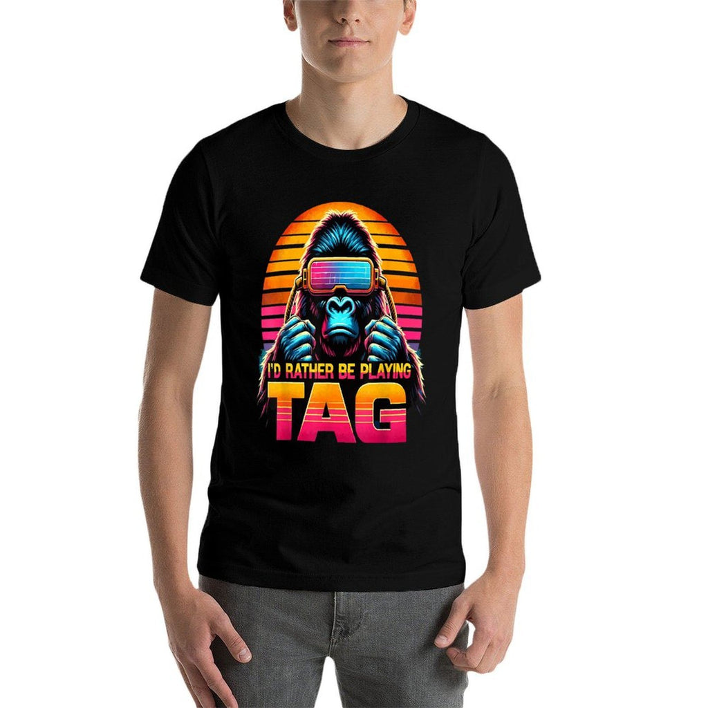 I'd Rather Be Playing Tag Ape Monkey Tag Primate VR Game  Breathable T-Shirt