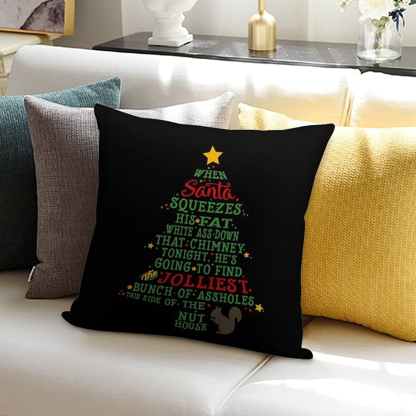 Jolliest Bunch of A-holes Soft Shrink-Resistant Throw Pillow
