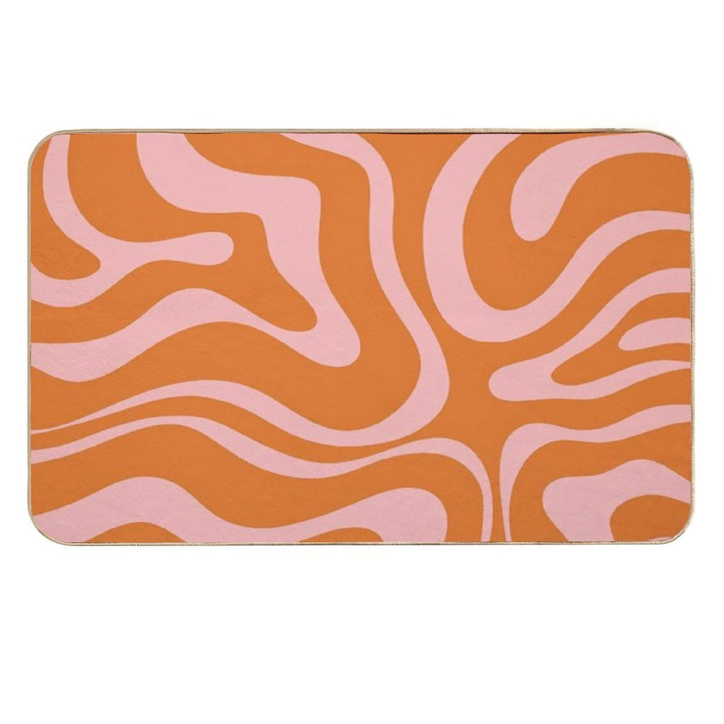 Liquid Candy Retro Abstract Pattern in Pink And Orange  Slip-Resistant Bath Mat