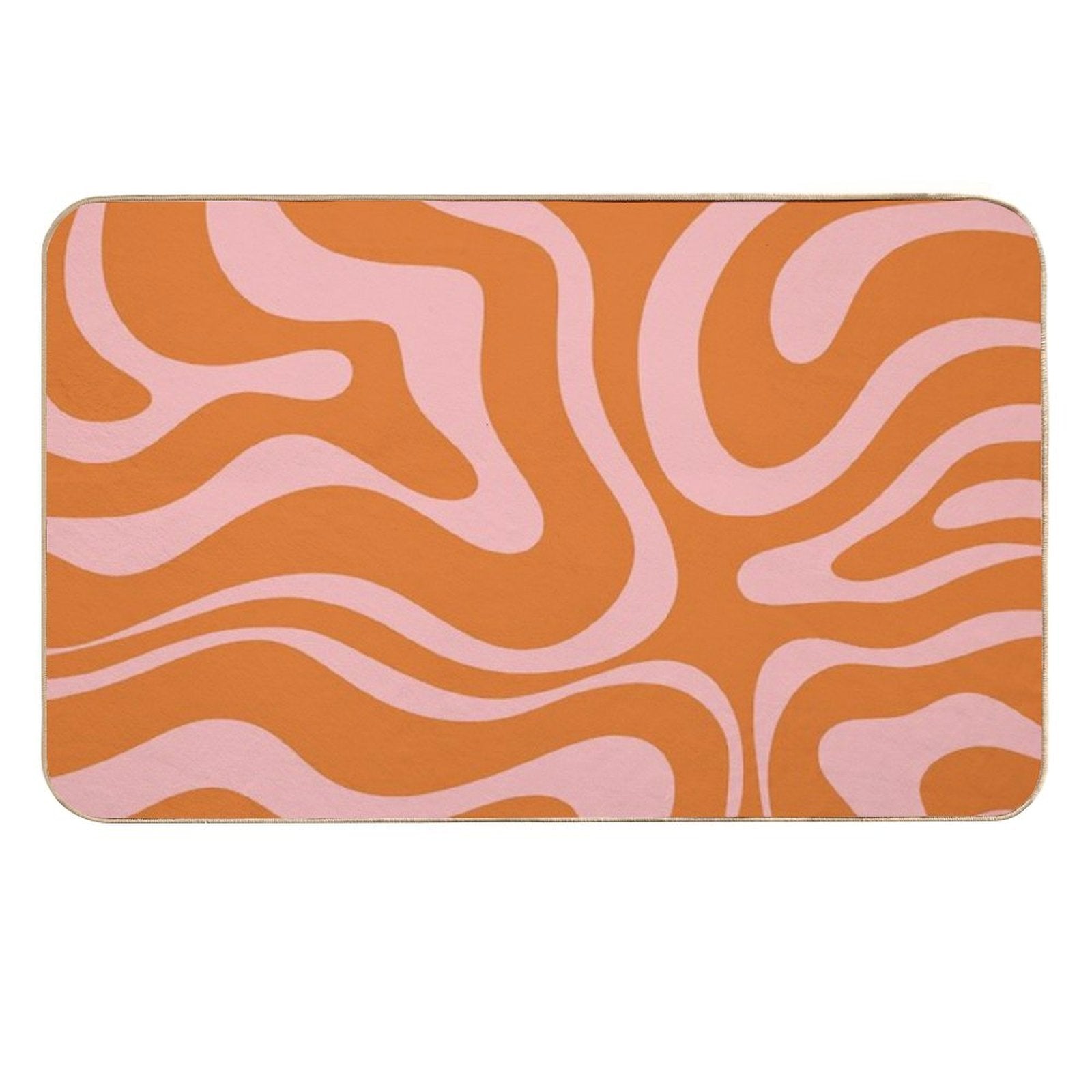 Liquid Candy Retro Abstract Pattern in Pink And Orange  Slip-Resistant Bath Mat