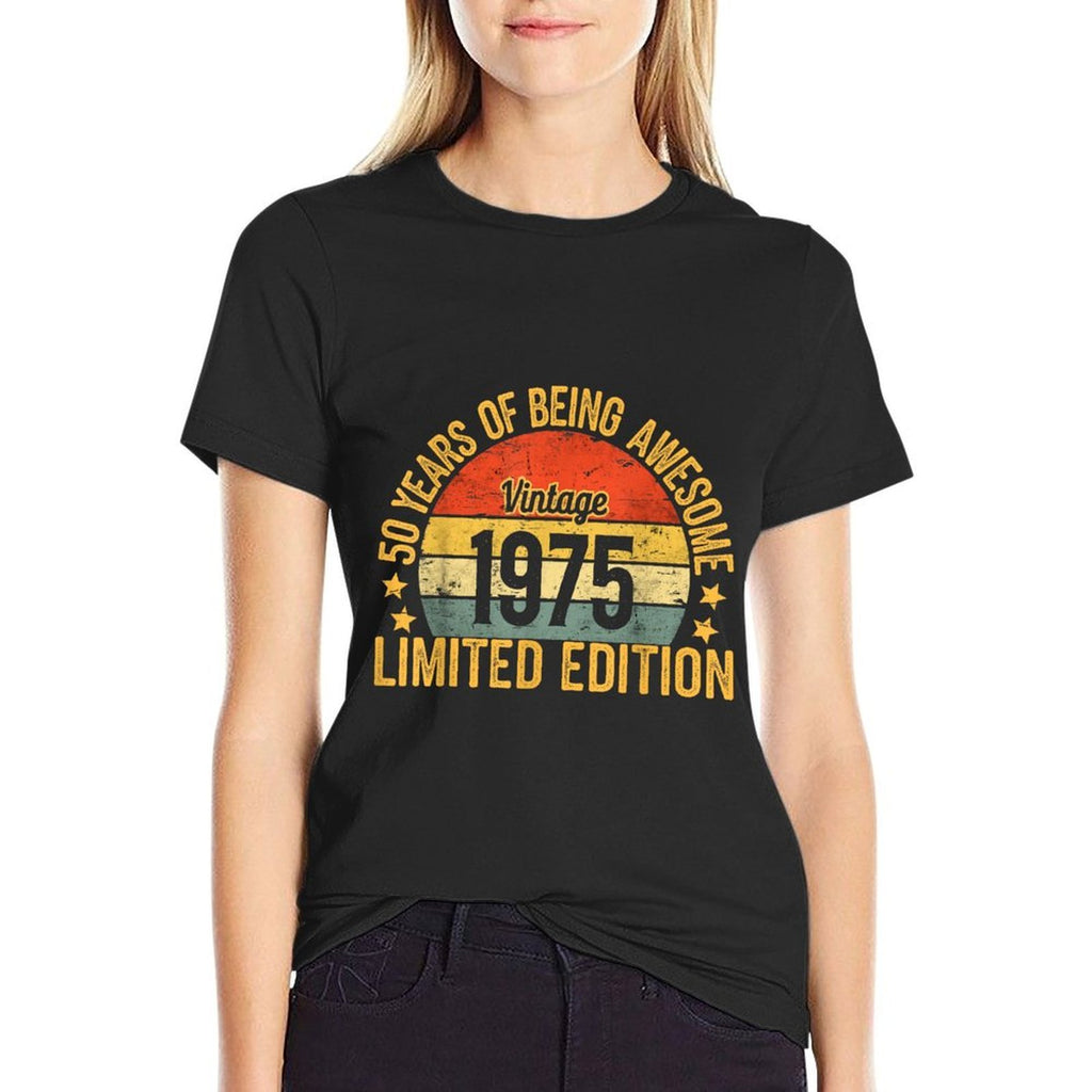 50th Birthday Decoration For Men Women 1975 Gag 50yr Gift  Trendy Pattern T-Shirt