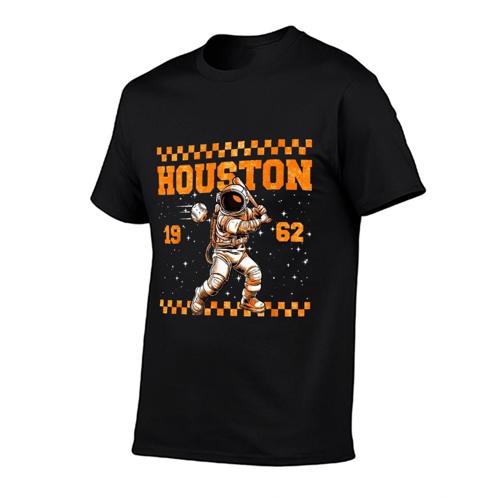 Graphic Colorful Houston Personalized Name Cute Astronaut  Rolled Sleeves T-Shirt