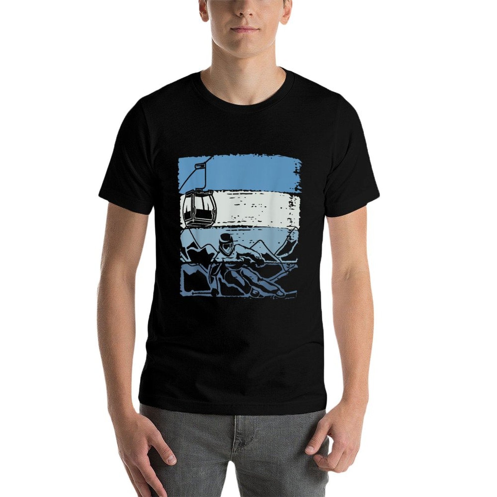Retro Skiing Skier Ski Instructor Winter Sports Ski  Rolled Sleeves T-Shirt