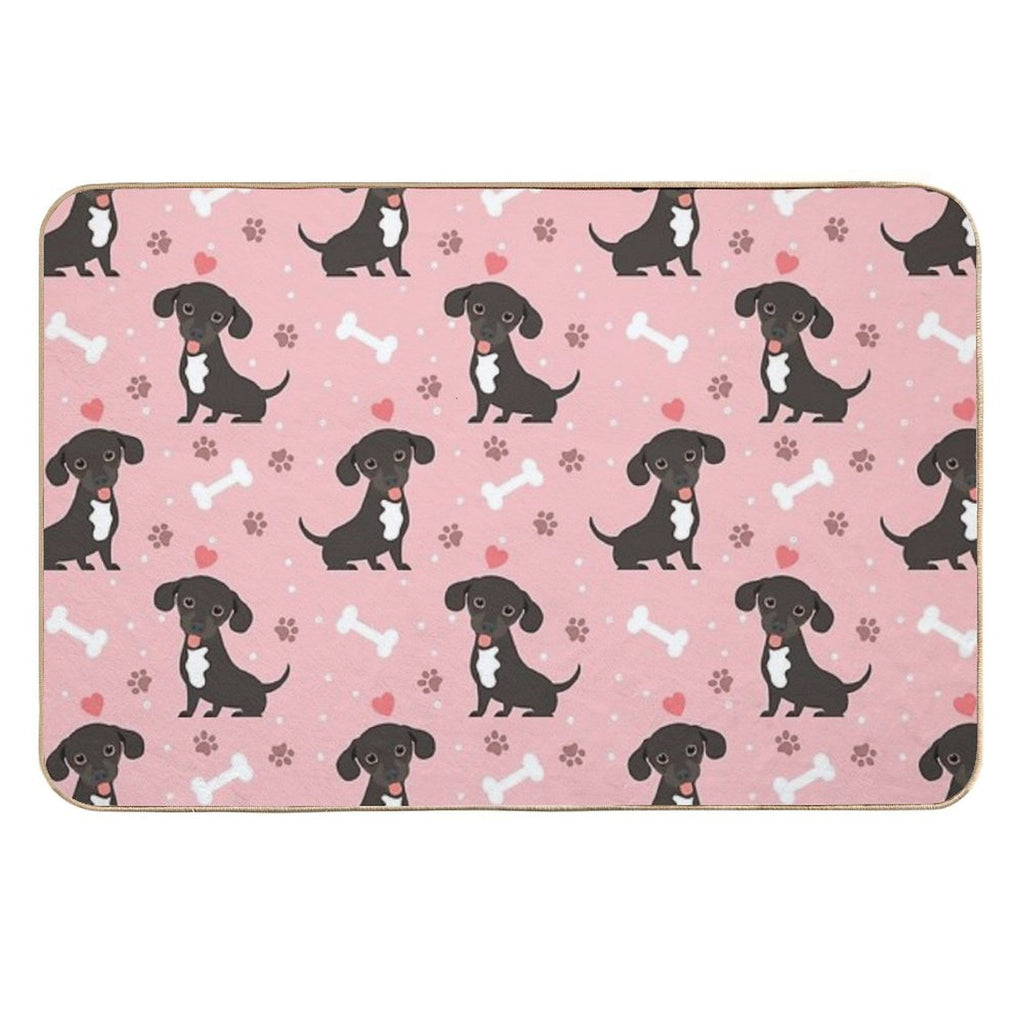LOVE Black And White Chiweenie Dachshund Chihuahua Mix  Pet-Safe Bath Mat