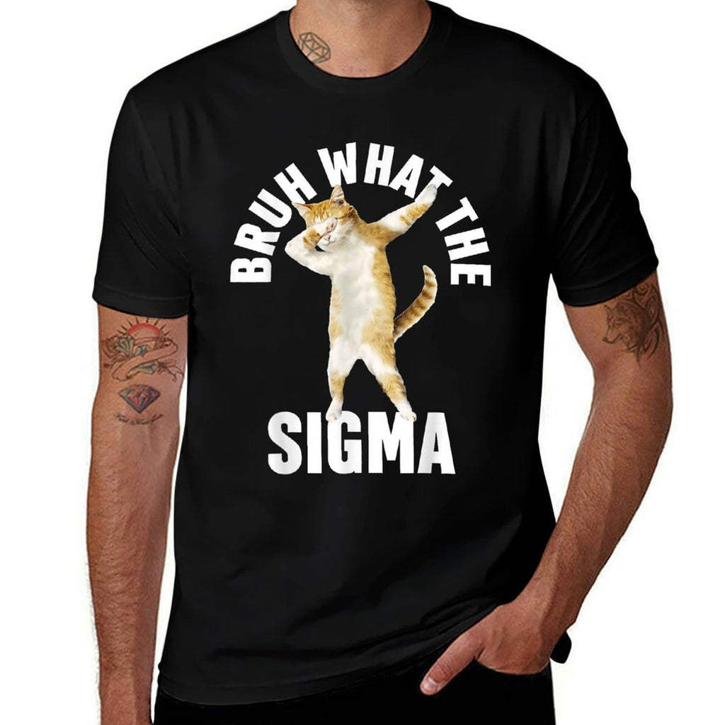 Funny Cat Bruh What The Sigma Saying Adult Sarcastic Meme  Polyester Blend T-Shirt