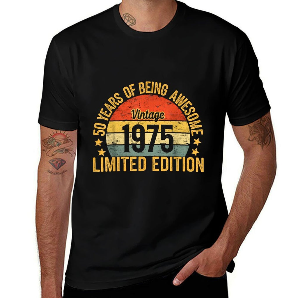 50th Birthday Decoration For Men Women 1975 Gag 50yr Gift  Trendy Pattern T-Shirt