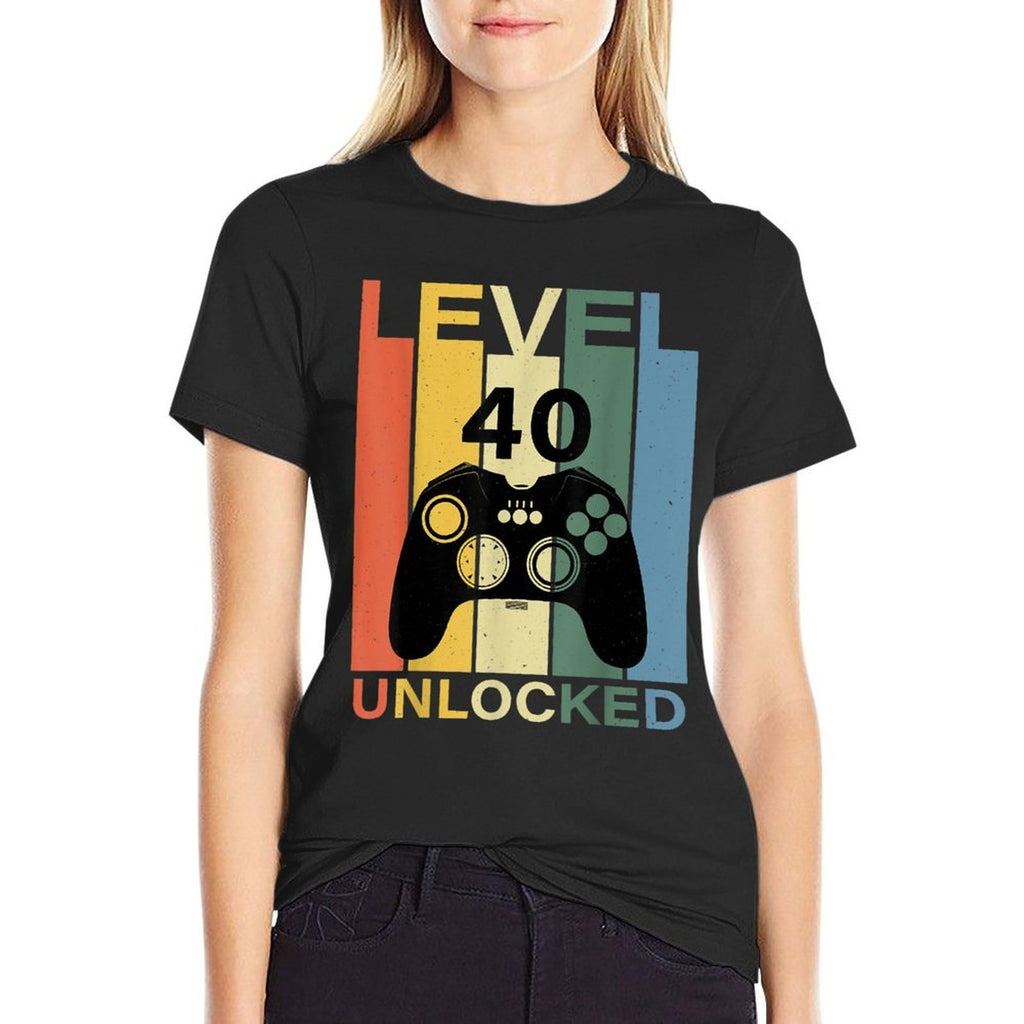 Level 40 Unlocked Video Game 40th Birthday  Tagless Design T-Shirt