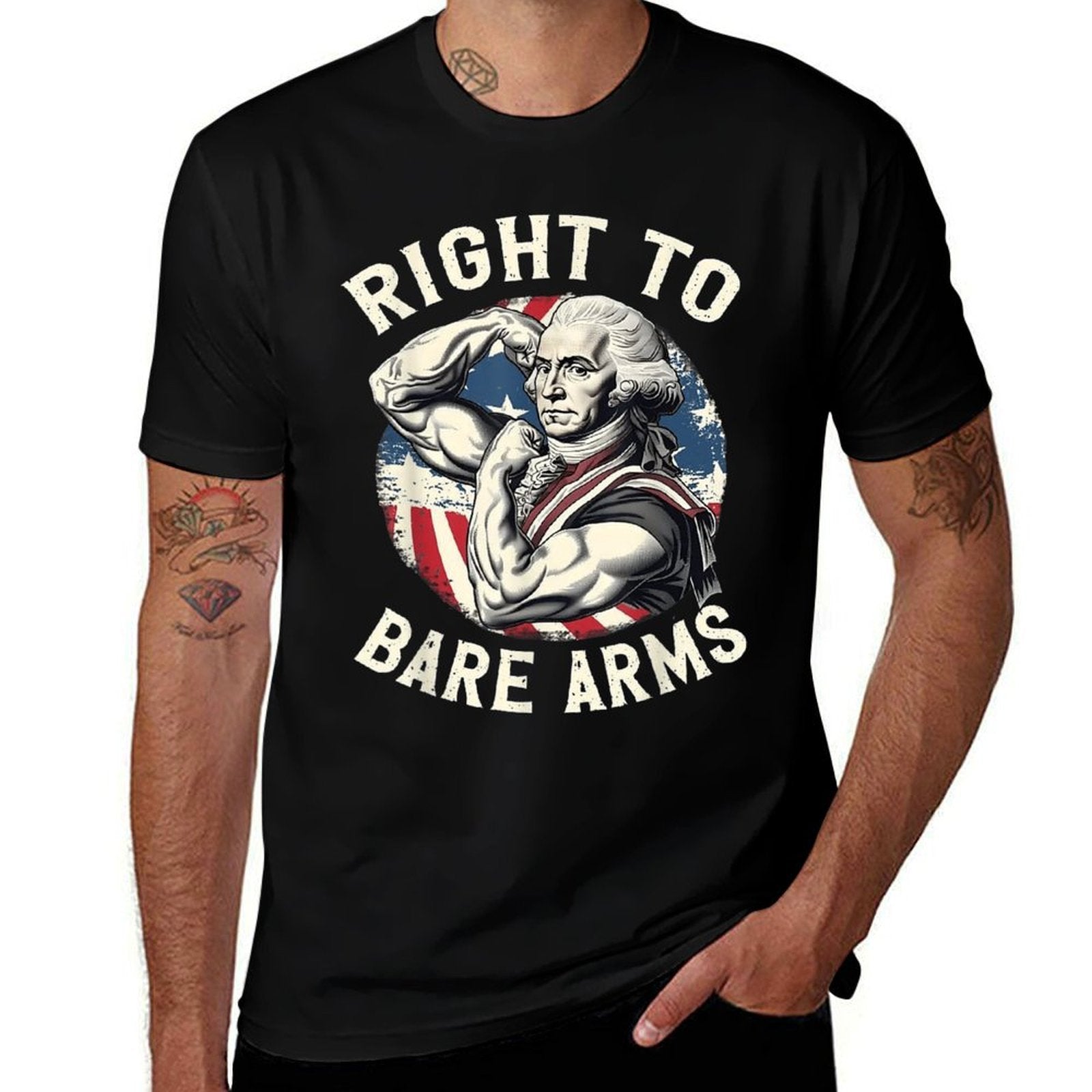 Right To Bare Arms - 4th of July Funny Gym George Washington  Relaxed-fit T-Shirt