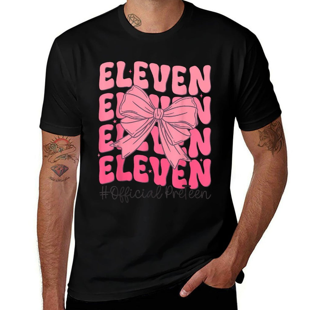 Birthday Girl Pink Coquette Bow 11 Year Old Aesthetic Girly  Stretchy T-Shirt