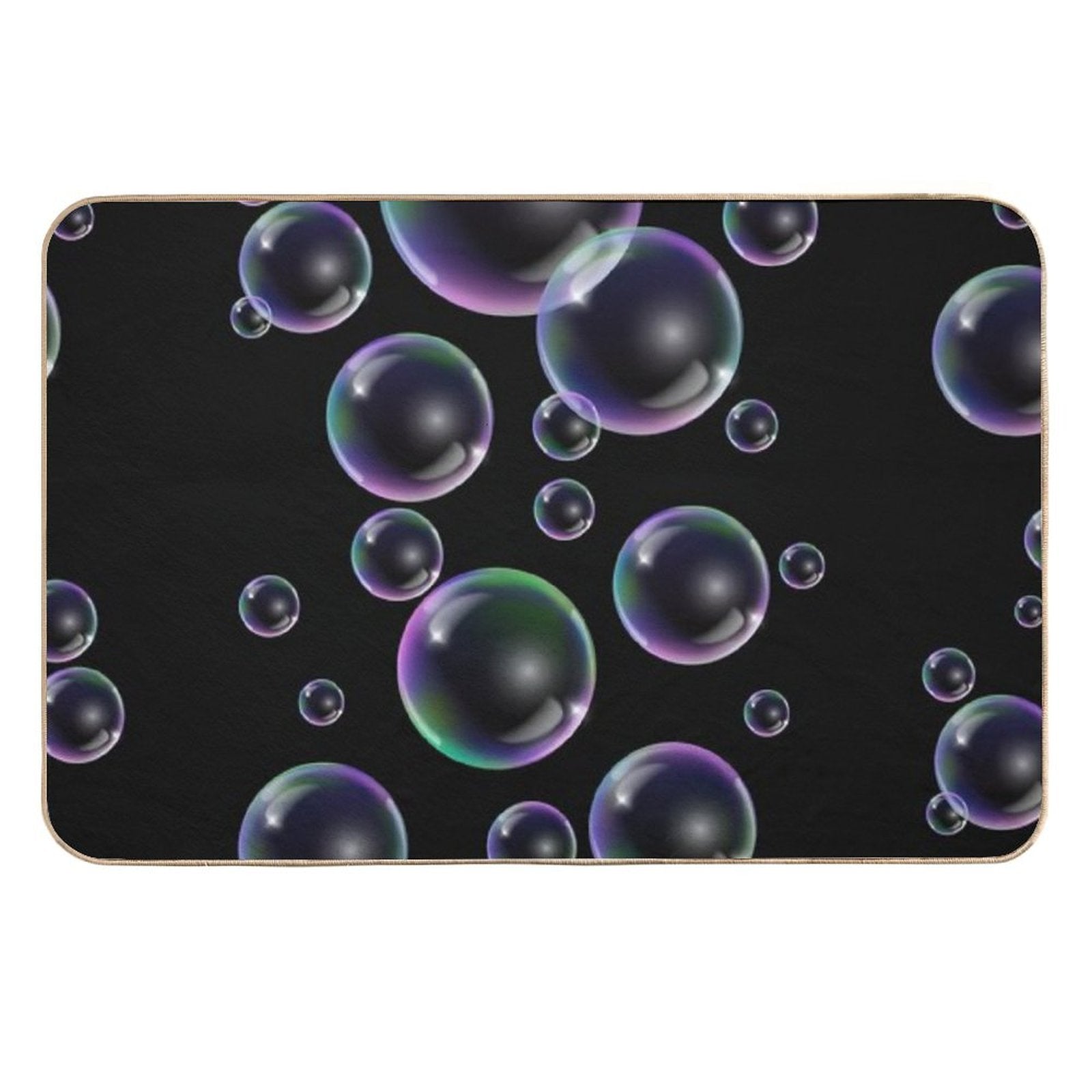 Copy of Colorful Bubbles Pattern - Black Background  Stain-Proof Bath Mat