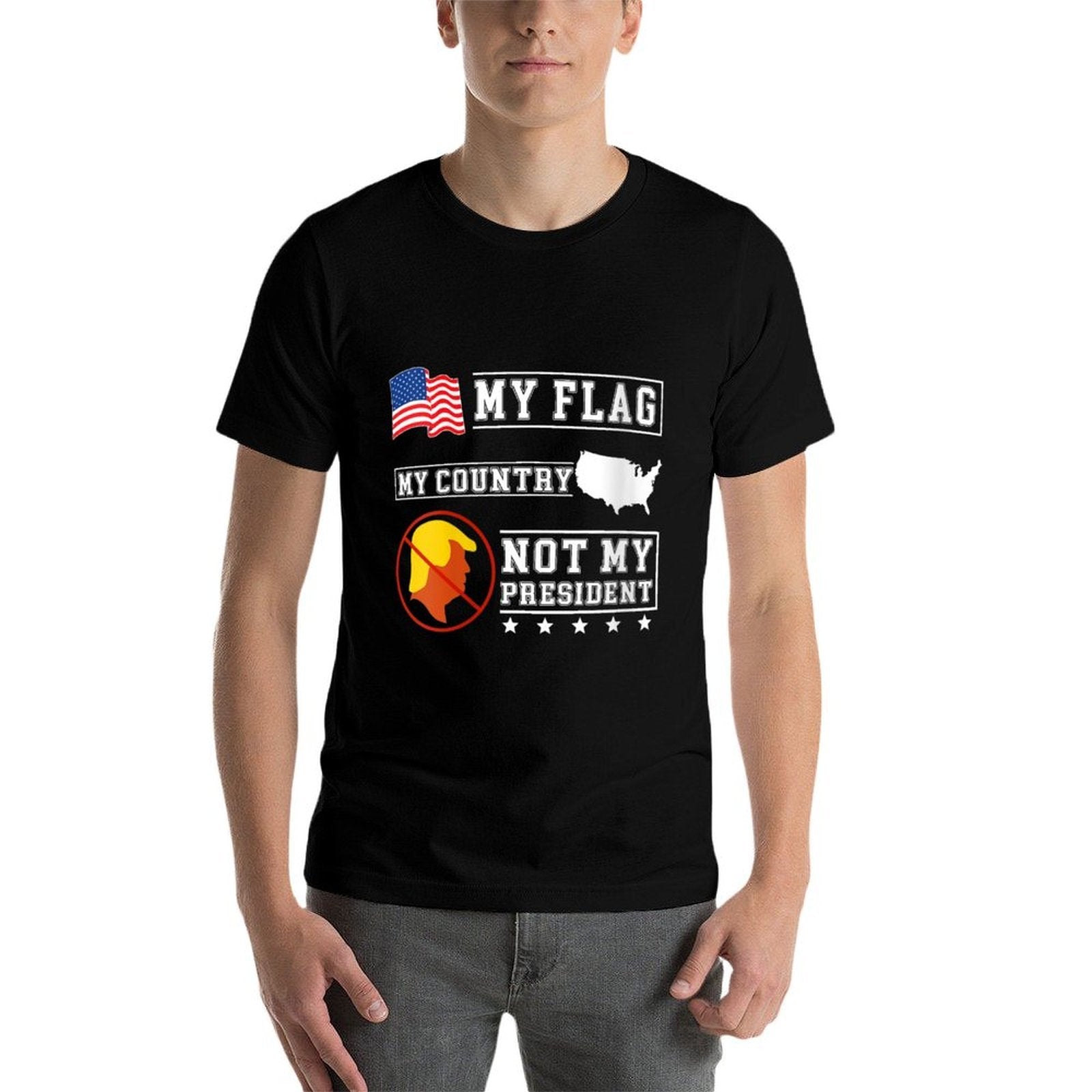 Womens My My Country Not My President USA Map American  Stretchy T-Shirt