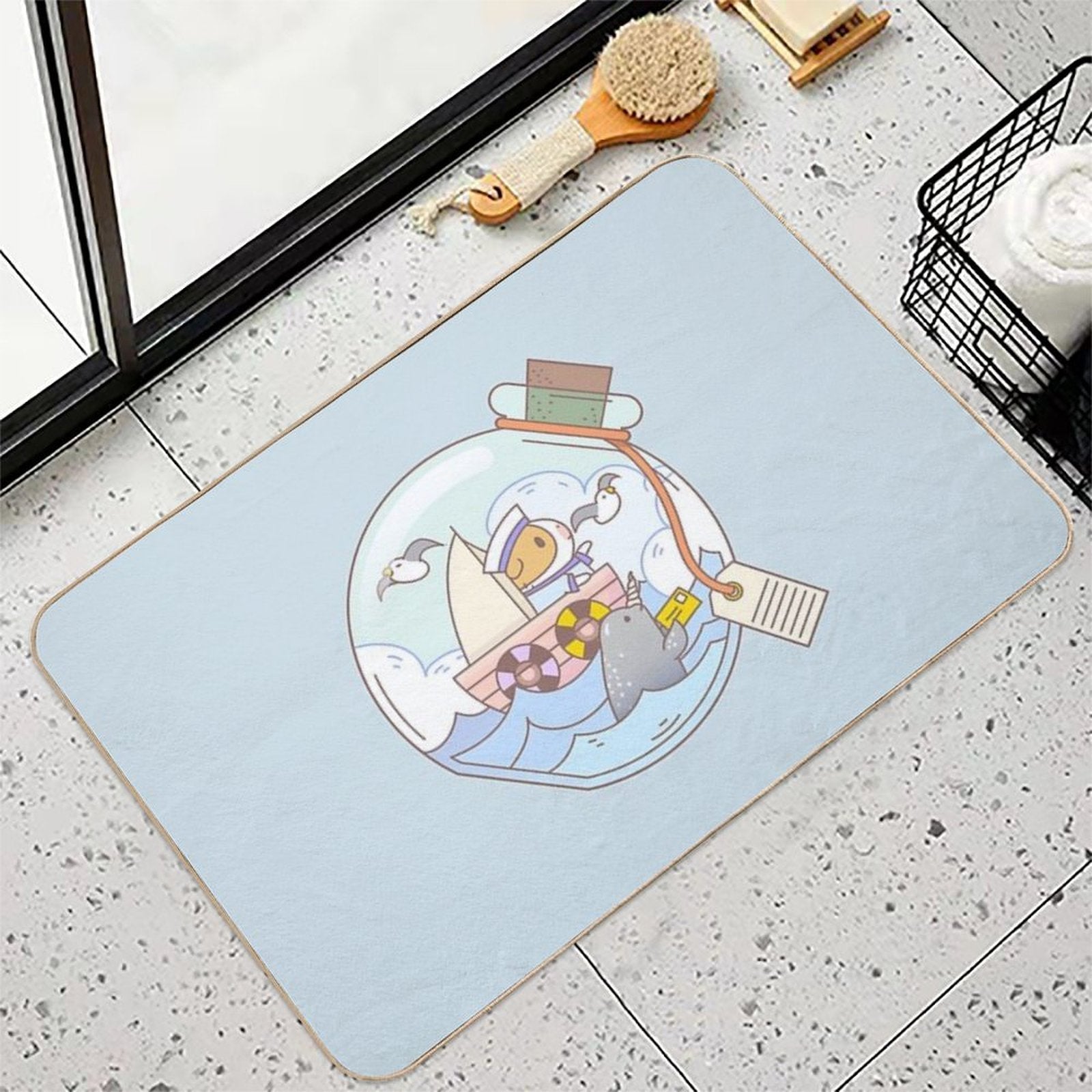 Bubu The Guinea Pig, A Jar of Adventure  Fade-Resistant Bath Mat