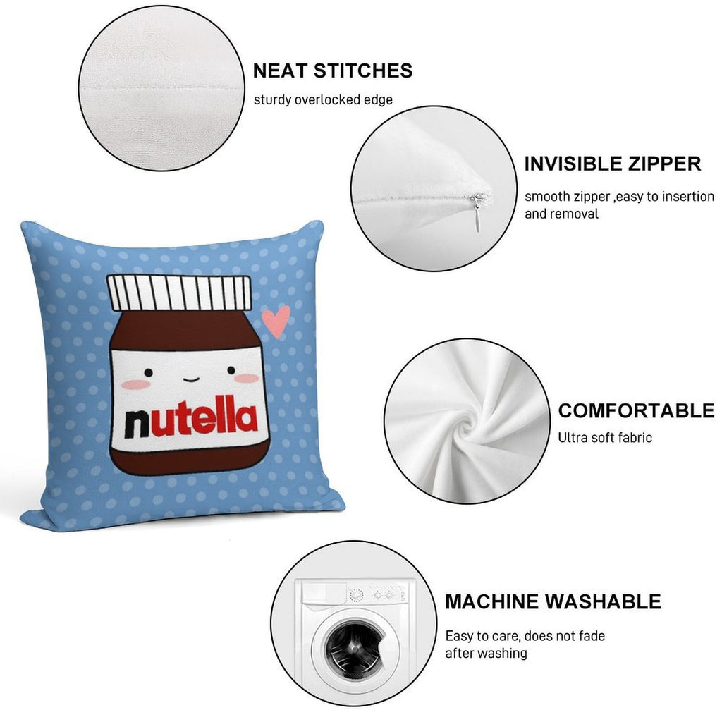 Cute Nutella Jar Soft Reinforced Edging Throw Pillow