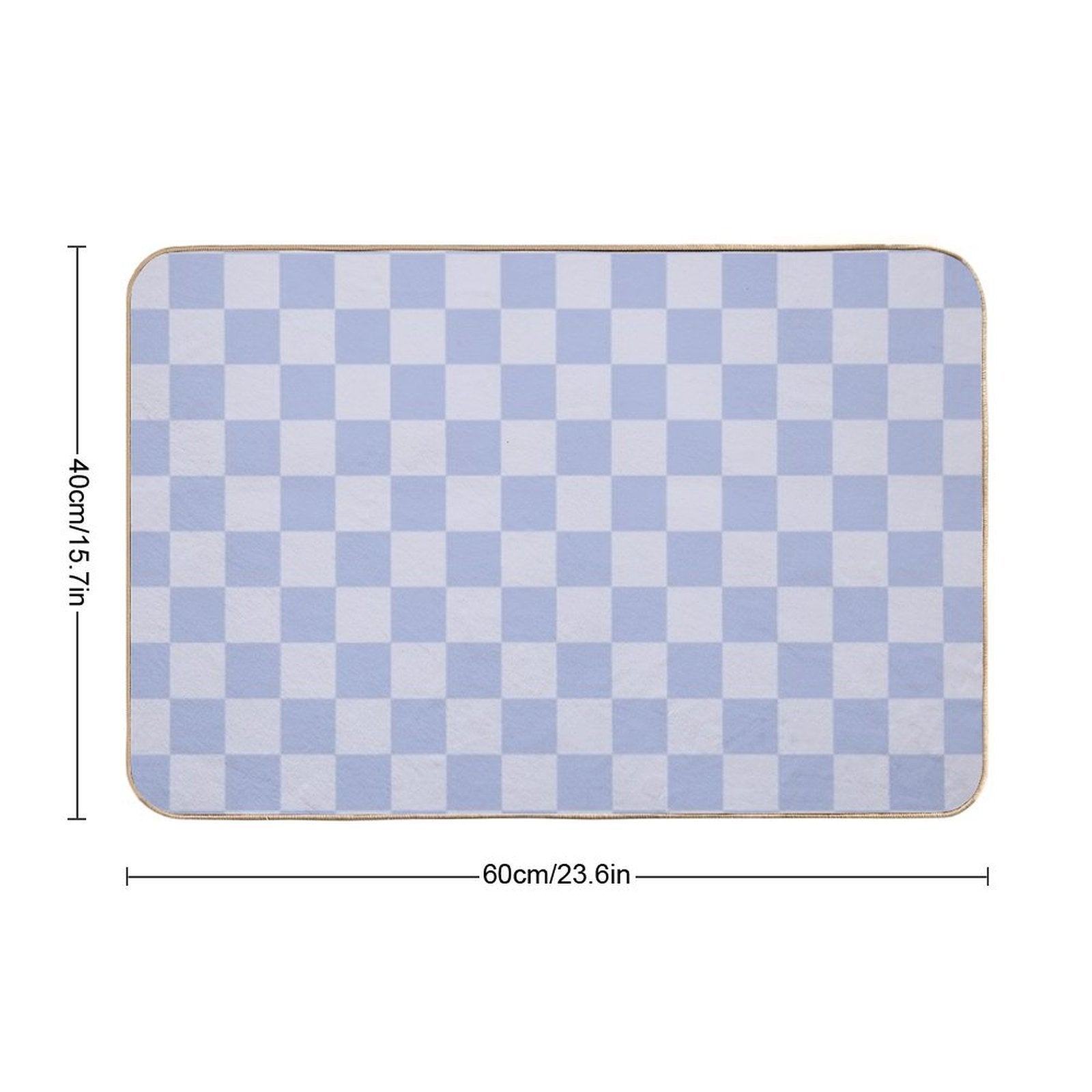Checkerboard Mini Check Pattern in Double Pale Periwinkle Purple Durable Bath Mat
