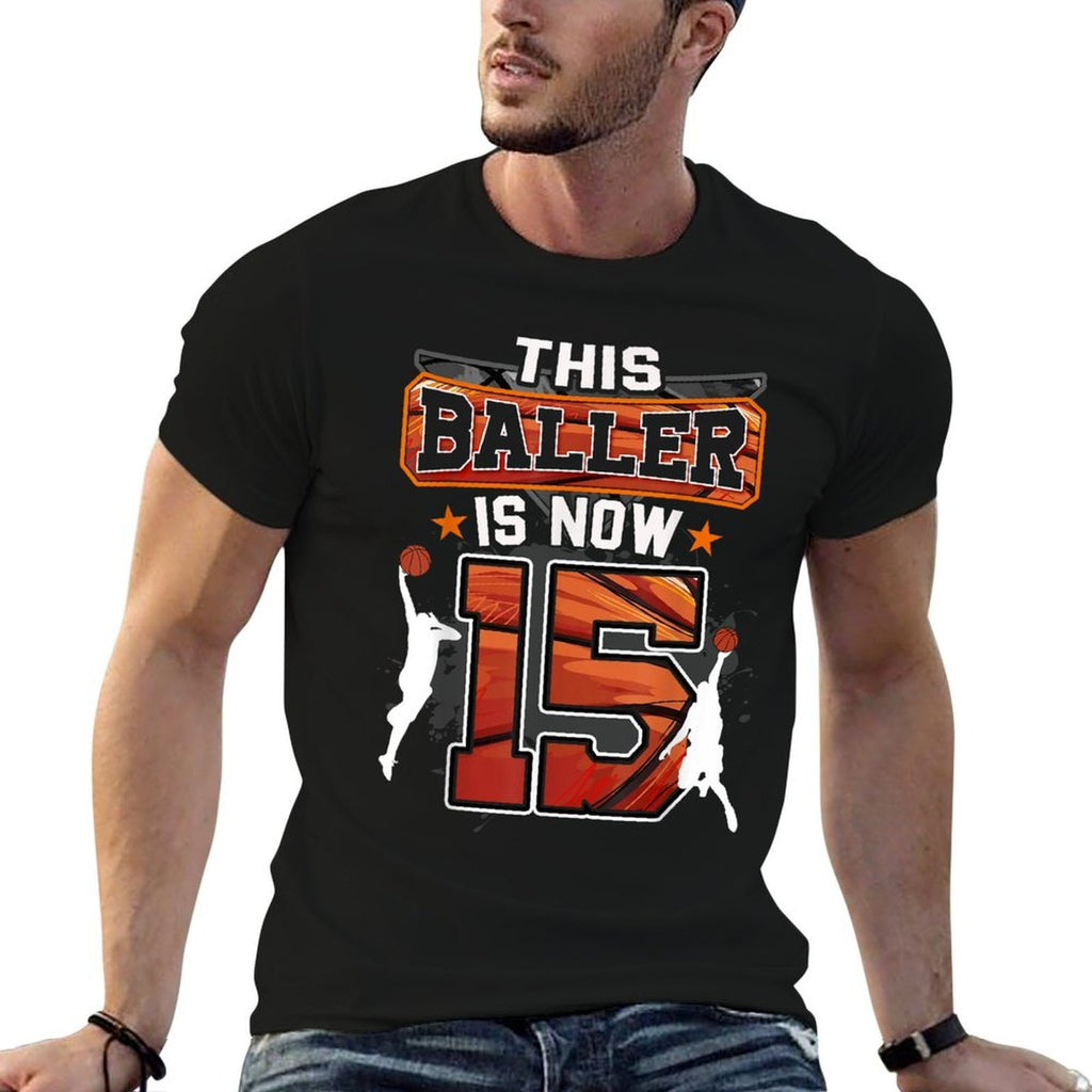 This Baller Is Now 15 Basketball Kids Boys 15th Birthday  Soft T-Shirt