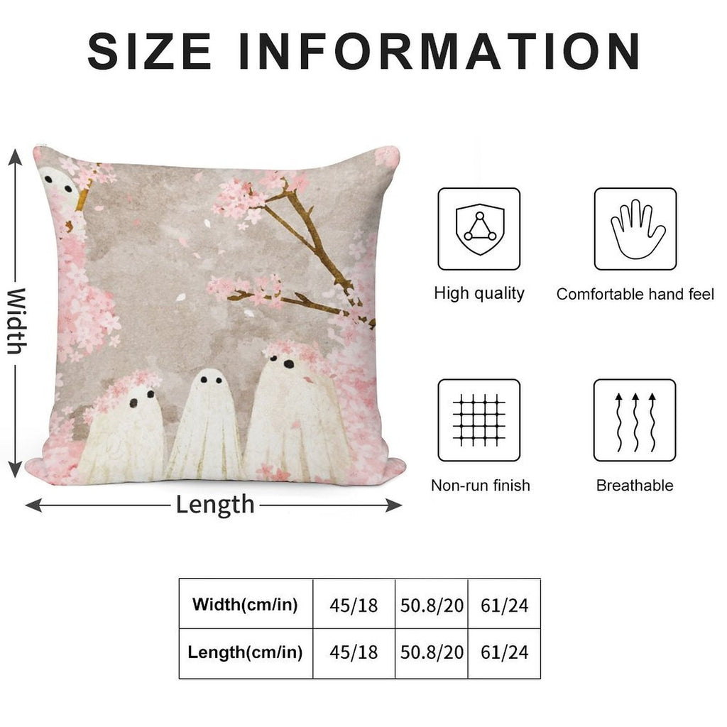 Cherry Blossom Party Soft Short Plush Fabric Throw Pillow