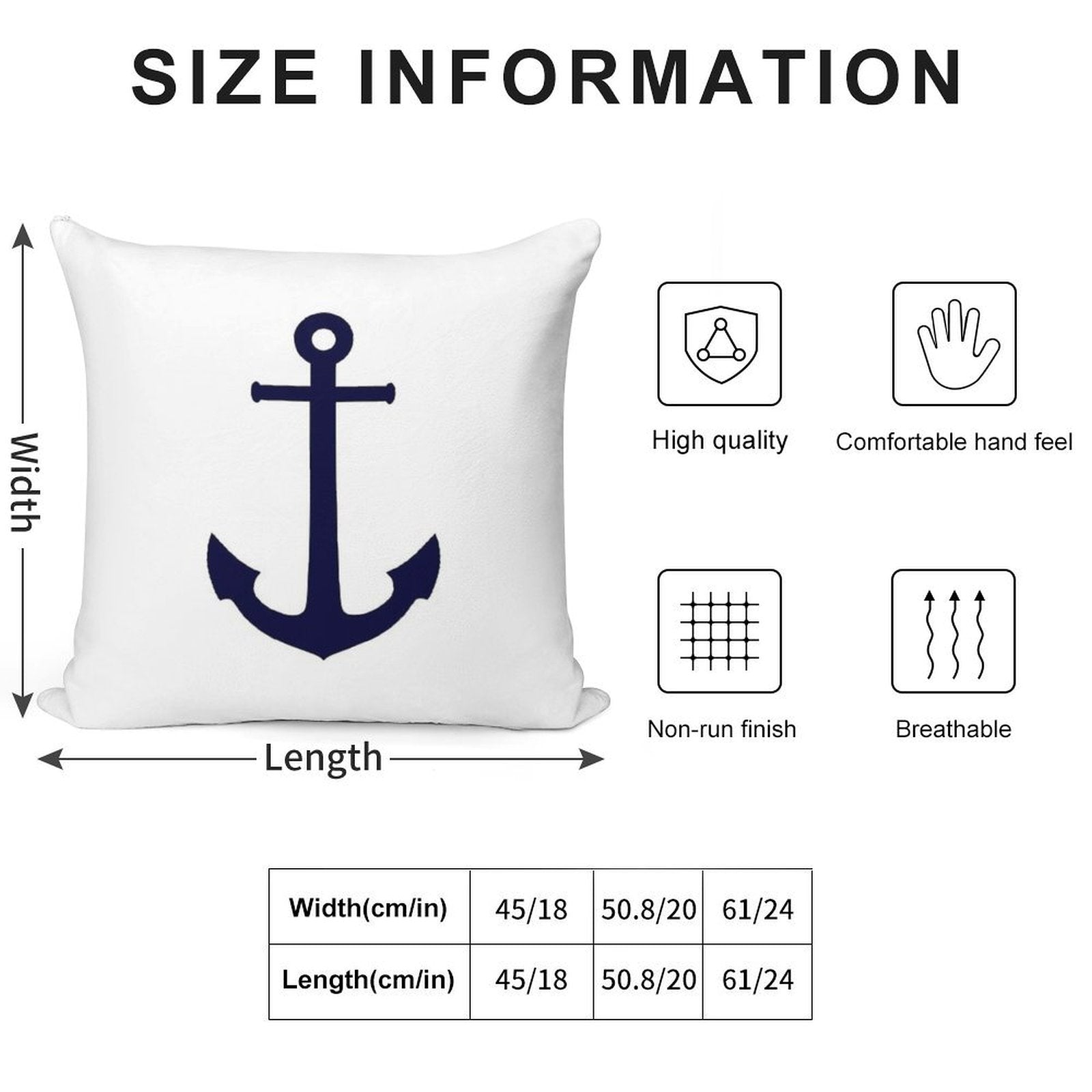 Navy Blue Anchor On White Soft Home Decor Throw Pillow