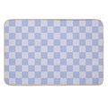 Checkerboard Mini Check Pattern in Double Pale Periwinkle Purple Durable Bath Mat