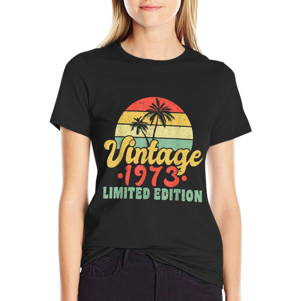 50th Birthday Design – 1973 Summer Palm Trees  Odor-resistant T-Shirt