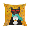 Autumn Pumpkin Coffee Cat Soft High-Density Material Throw Pillow