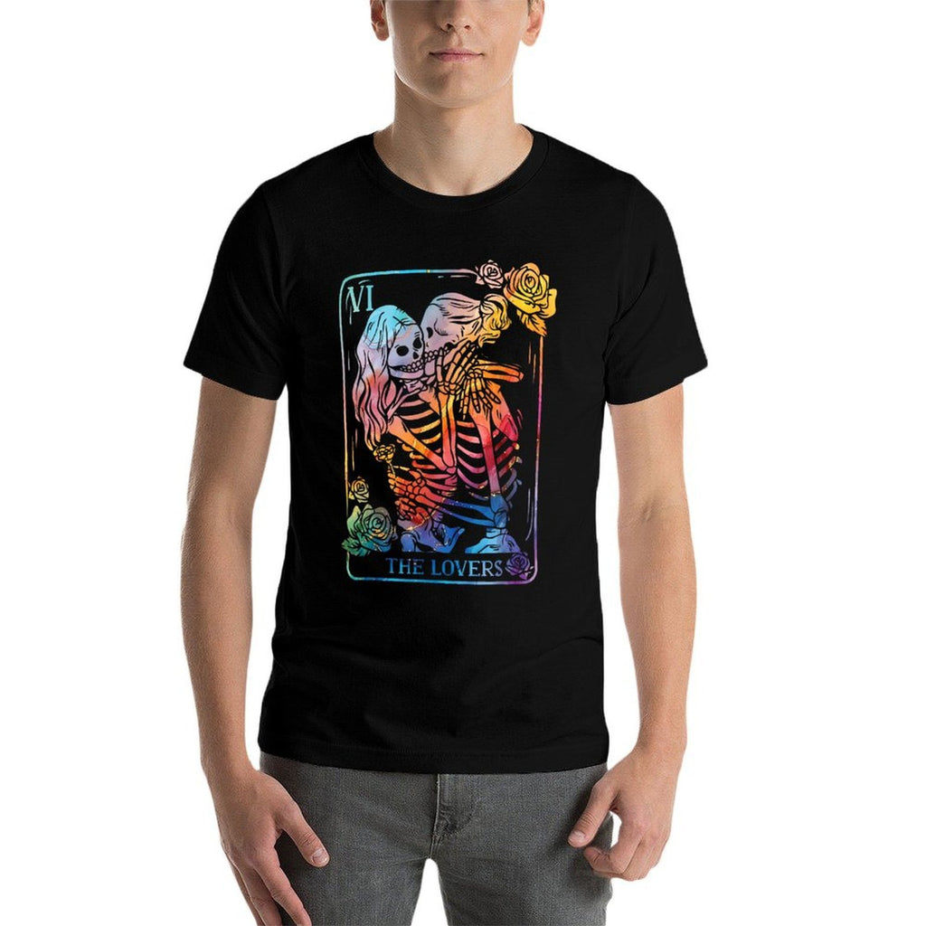 The Lovers Tarot Card Occult Goth Kissing LGBT Rainbow Pride  Cotton T-Shirt
