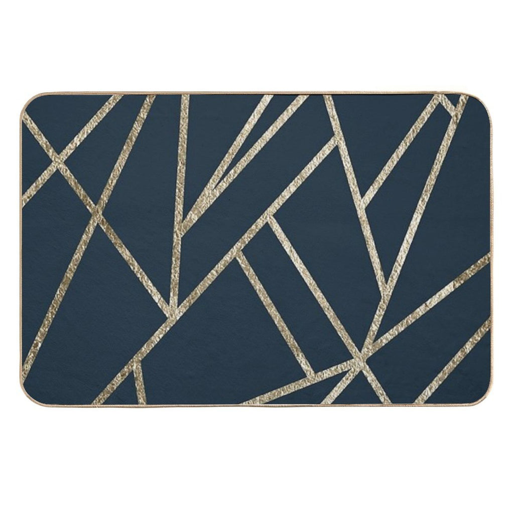 Classic Dark Blue Gold Geo #1 #geometric #decor #art Durable Bath Mat