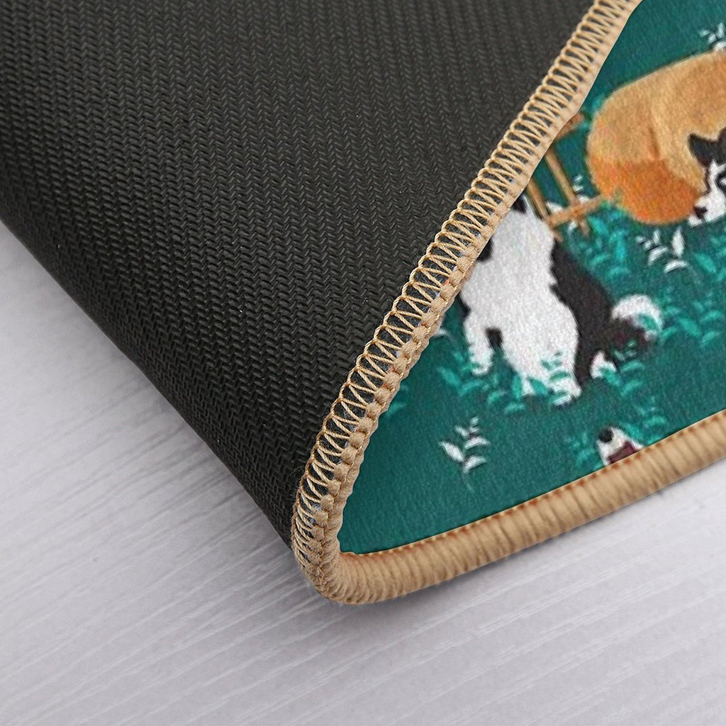 Border Collie Playing with Sheep  Repositionable Bath Mat