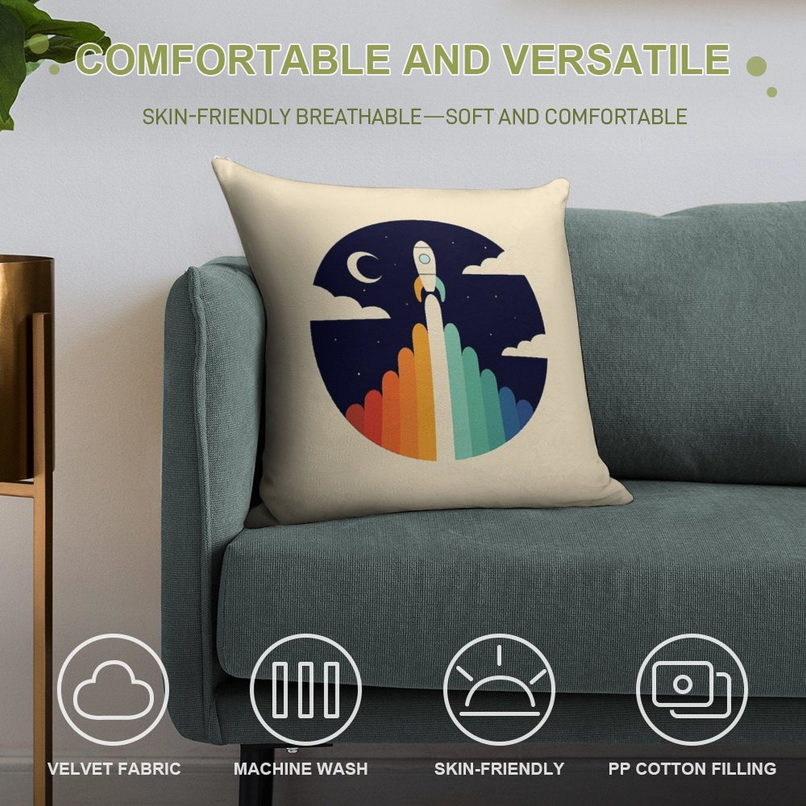 Up Soft Hidden Zipper Throw Pillow