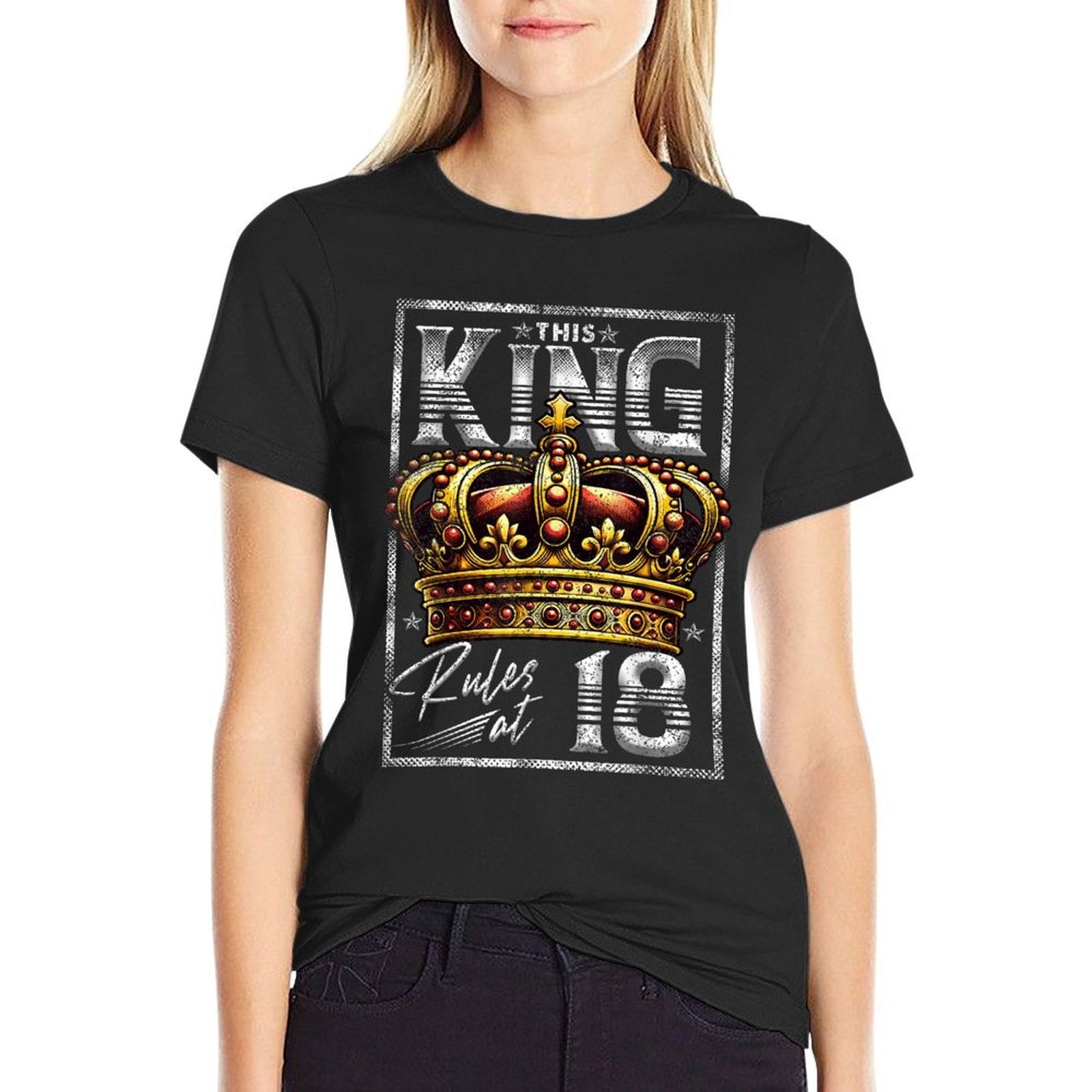 This King Rules at 18 18 Year Old Gifts 18th Birthday  Trendy Pattern T-Shirt