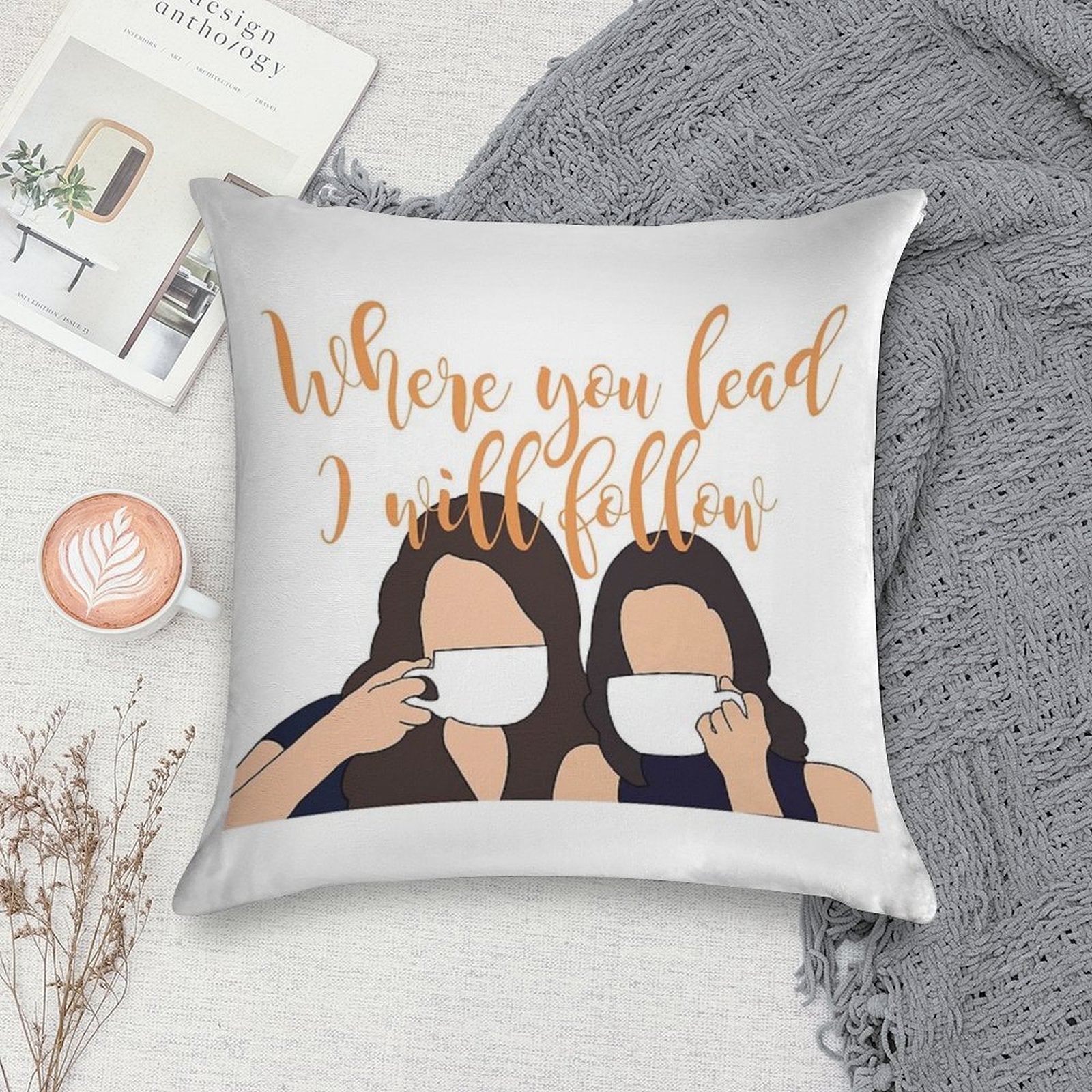 Where You Lead I Will Follow Soft Short Plush Fabric Throw Pillow