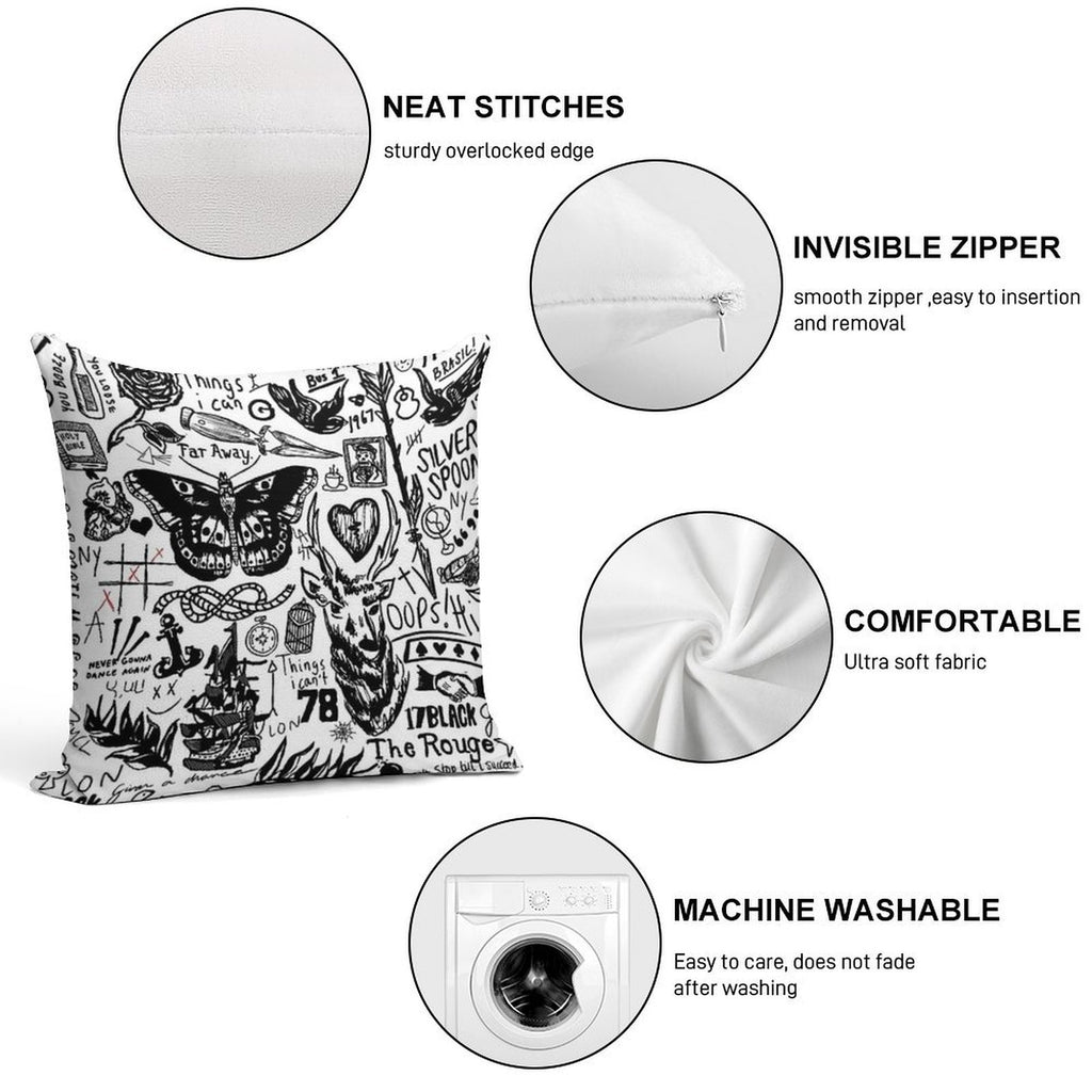 Tattoos Collage Soft Luxury Feel Throw Pillow