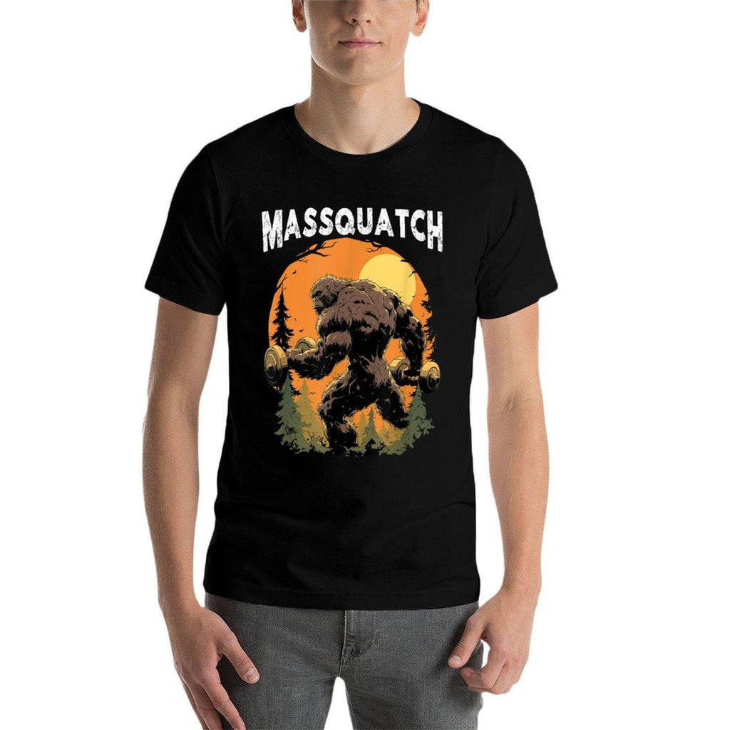 Hairy Animal Workout Merch Bigfoot Massquatch Funny Sasquatch Workout Gym Weightlifter  Easy-care T-Shirt