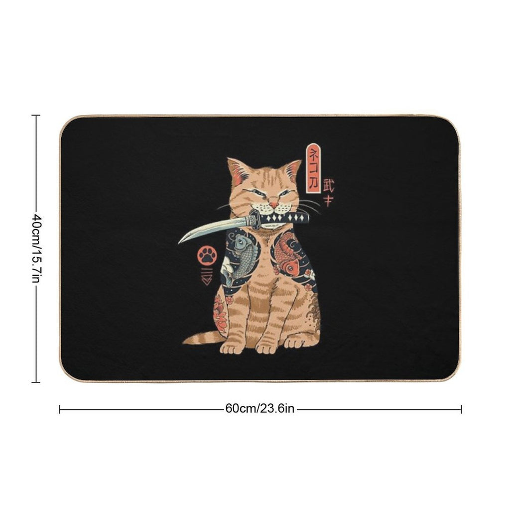 Katana Cat Vintage  Eco-Friendly Bath Mat
