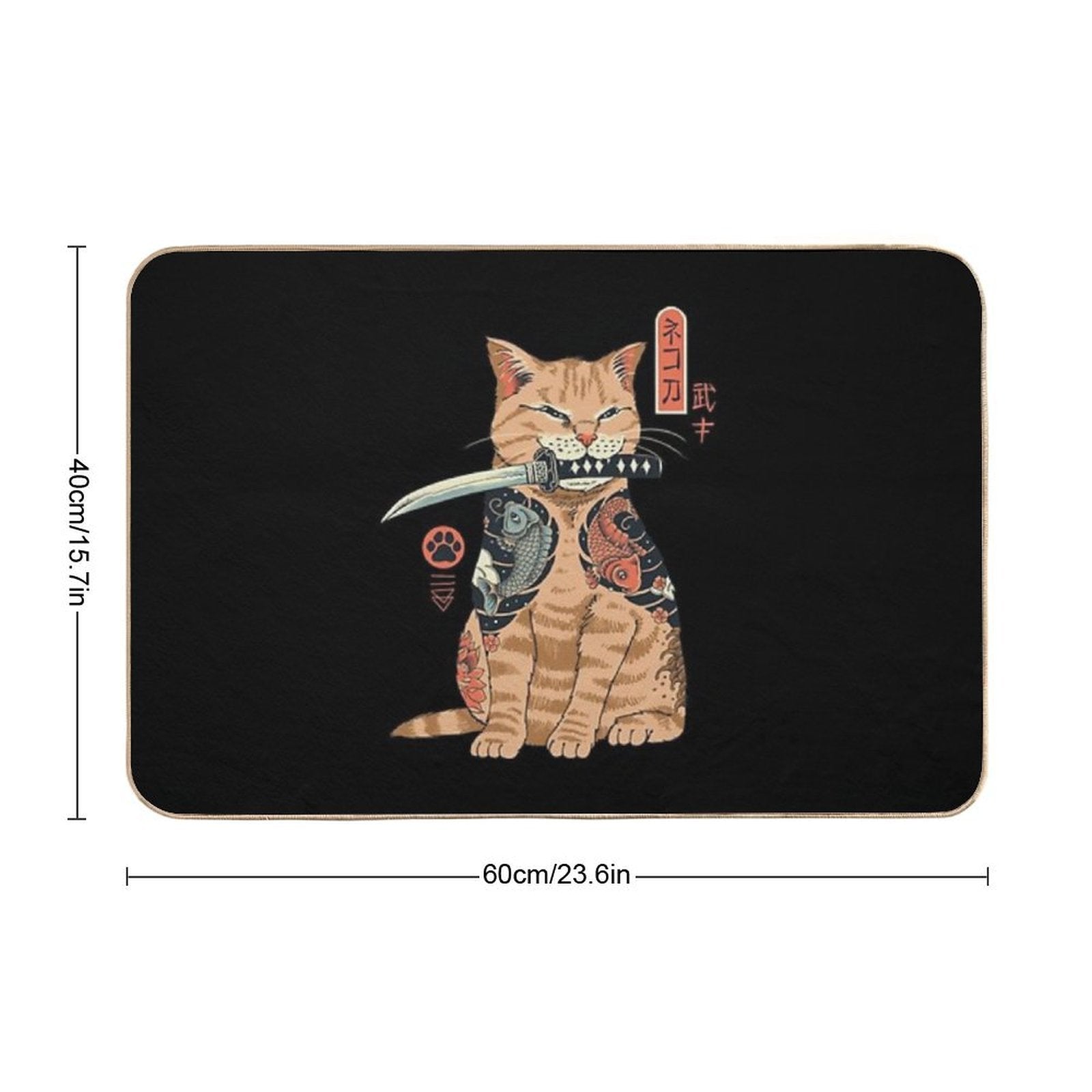 Katana Cat Vintage  Eco-Friendly Bath Mat
