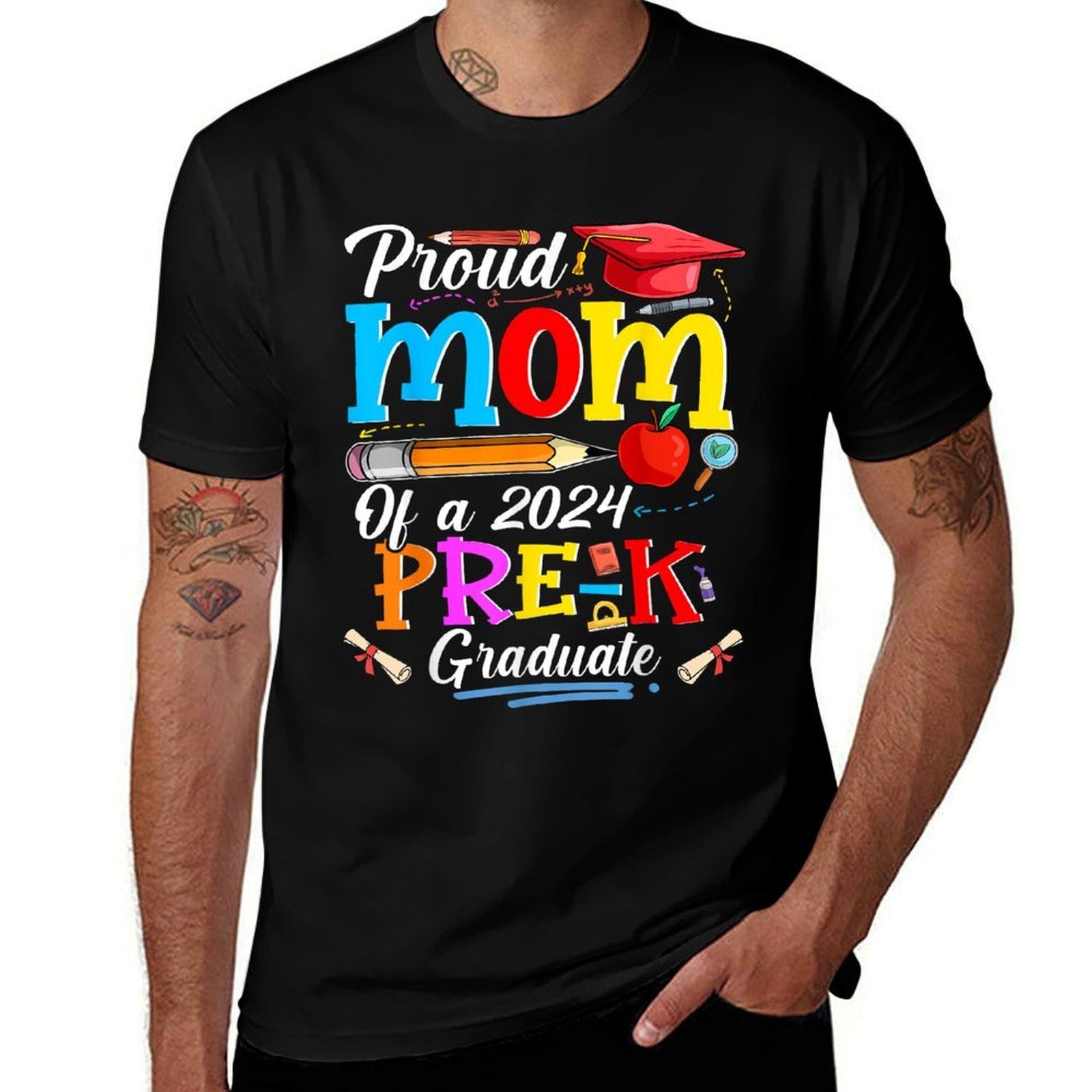Proud Mom Of A 2024 Pre-K Graduate Funny Family Lover  Oversized Silhouette T-Shirt