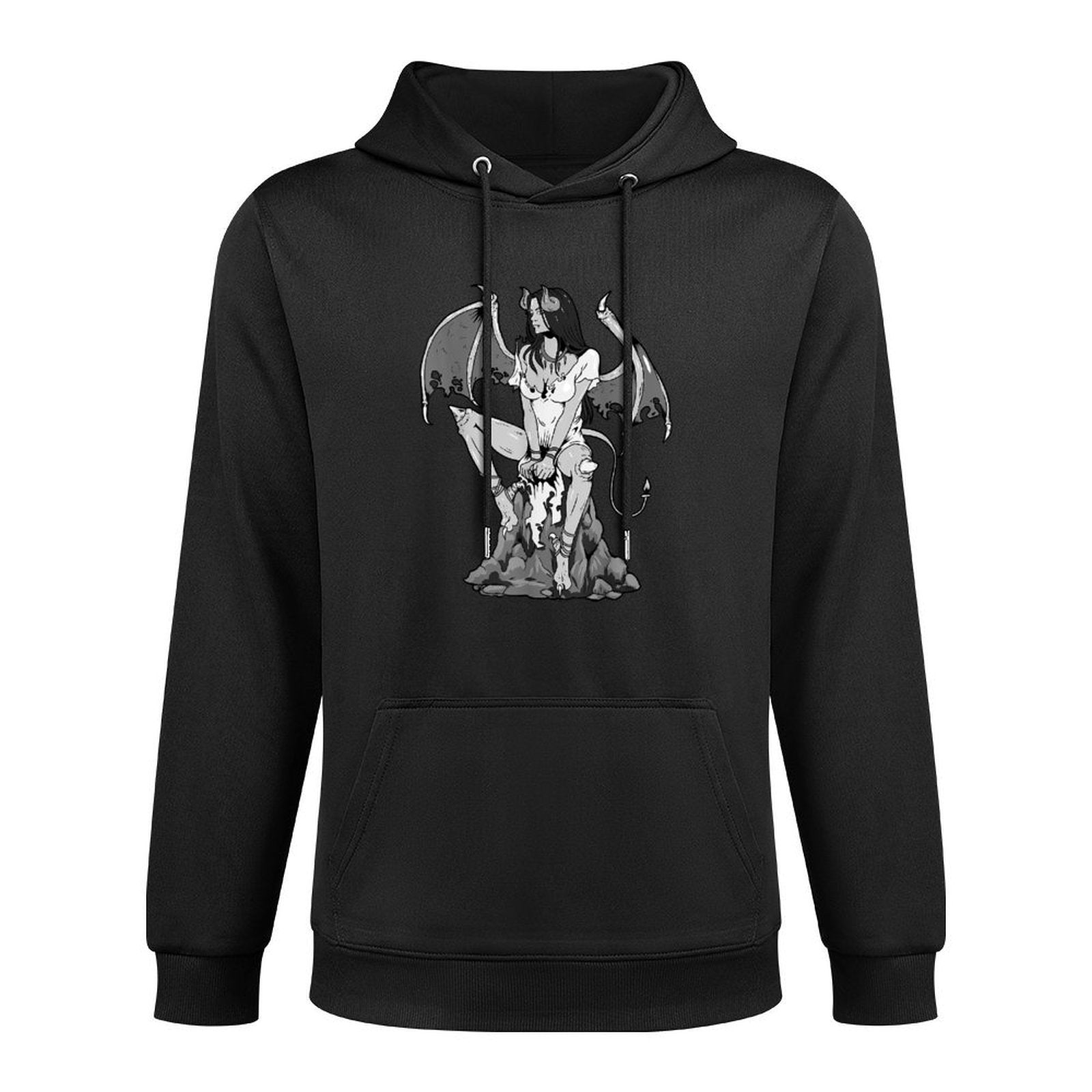 Devil Satan Goth Grunge Demon Gothic Woman Halloween Angel Kangaroo Pocket Hoodie
