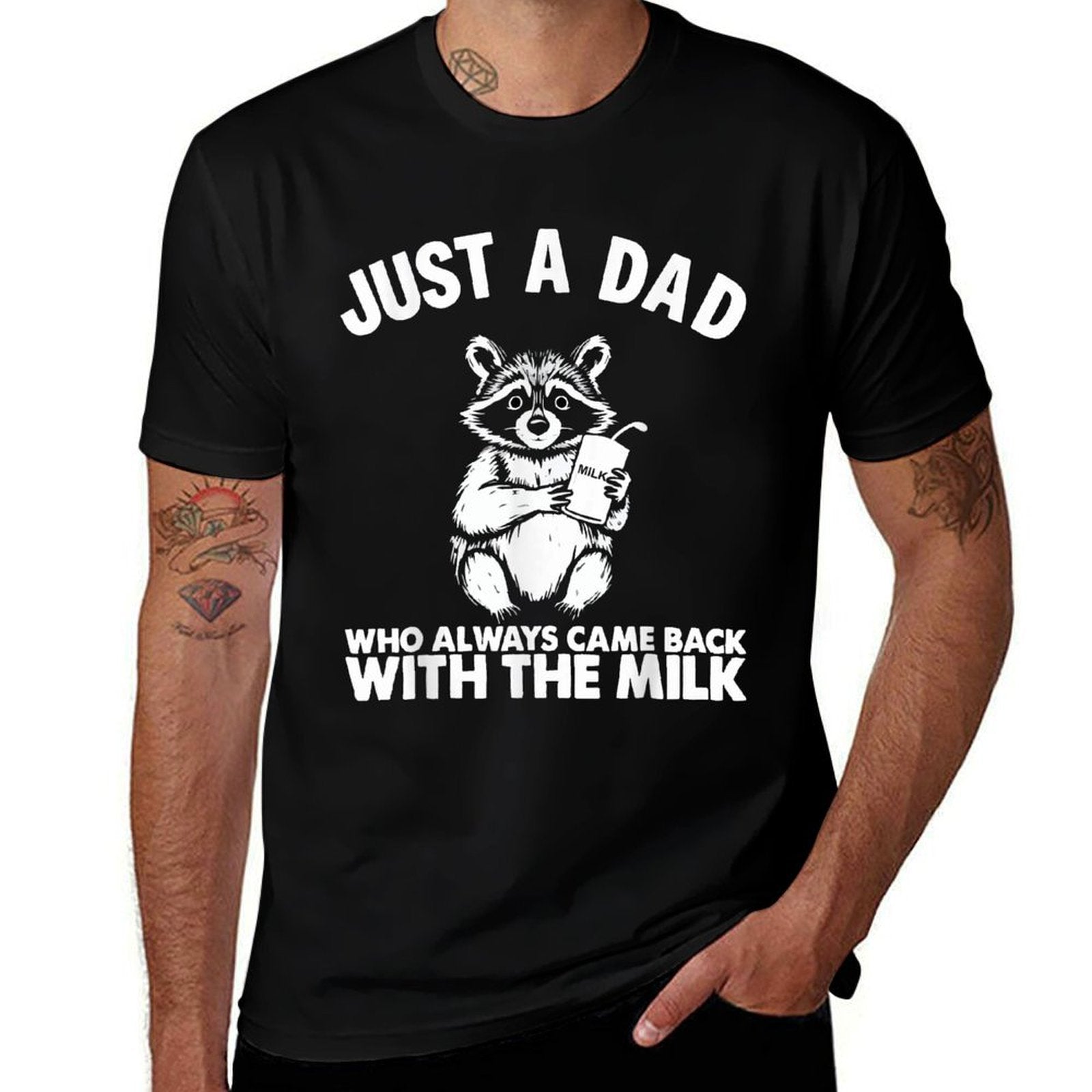 Just A Dad Who Always Came Back With The Milk  Graphic-printed T-Shirt
