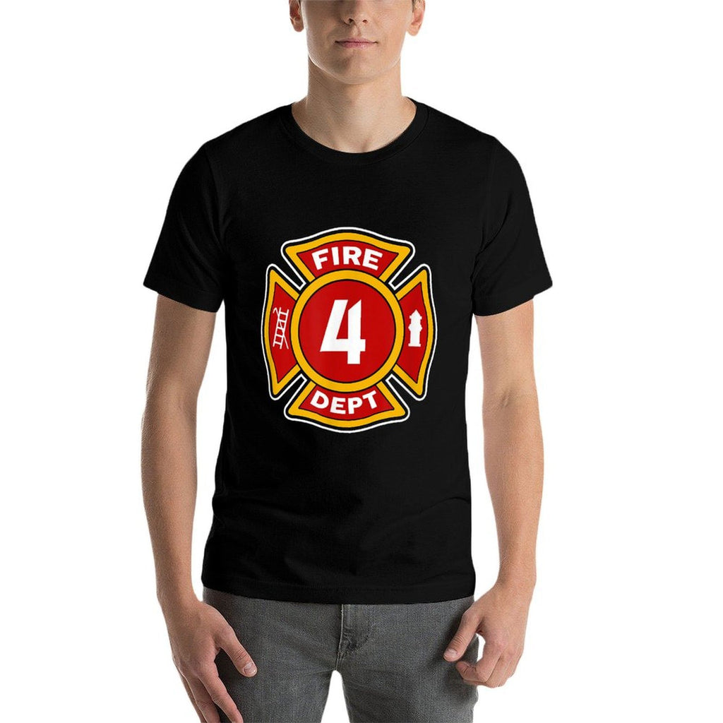 Fire 4 Dept  Firefighter Hero 4th Birthday Boys Gift  Soft T-Shirt
