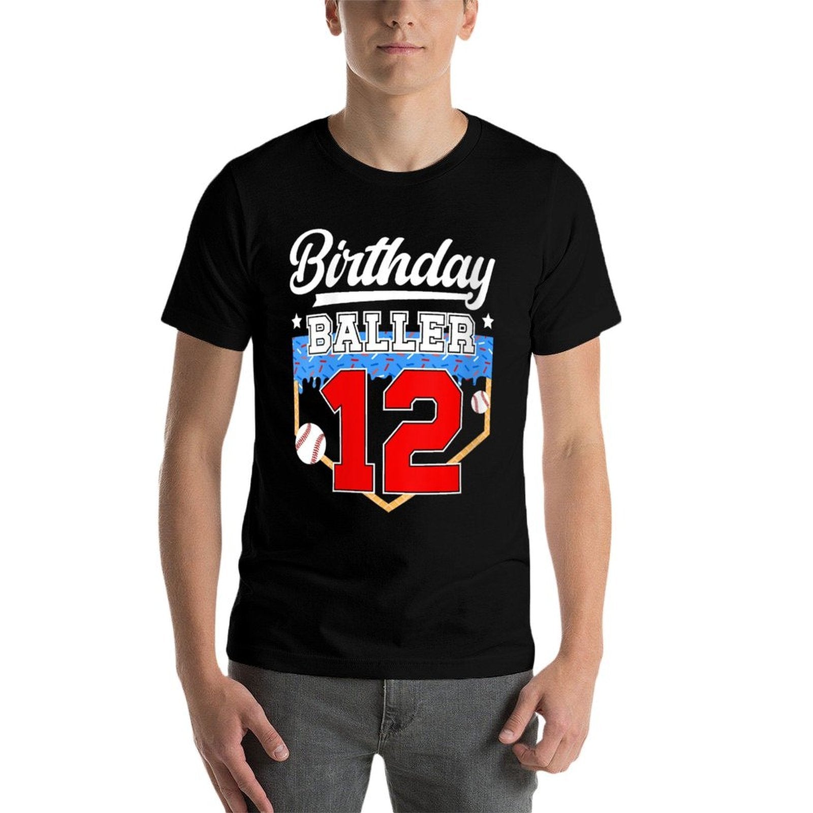 Womens 12th Baseball Birthday Twelve Year Old Baseball Player Drip  Versatile T-Shirt