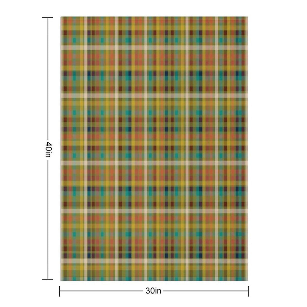 Retro Modern Plaid Pattern in Midcentury Mod Mustard, Olive, Orange, Teal, And Navy Comfort Throw Blanket
