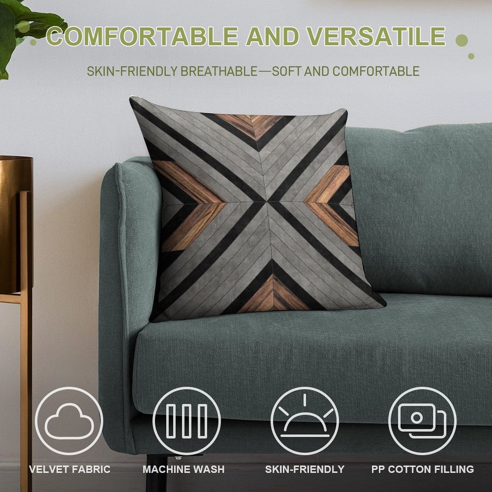 Urban Tribal Pattern No.2 - Concrete And Wood Soft Style Accent Throw Pillow