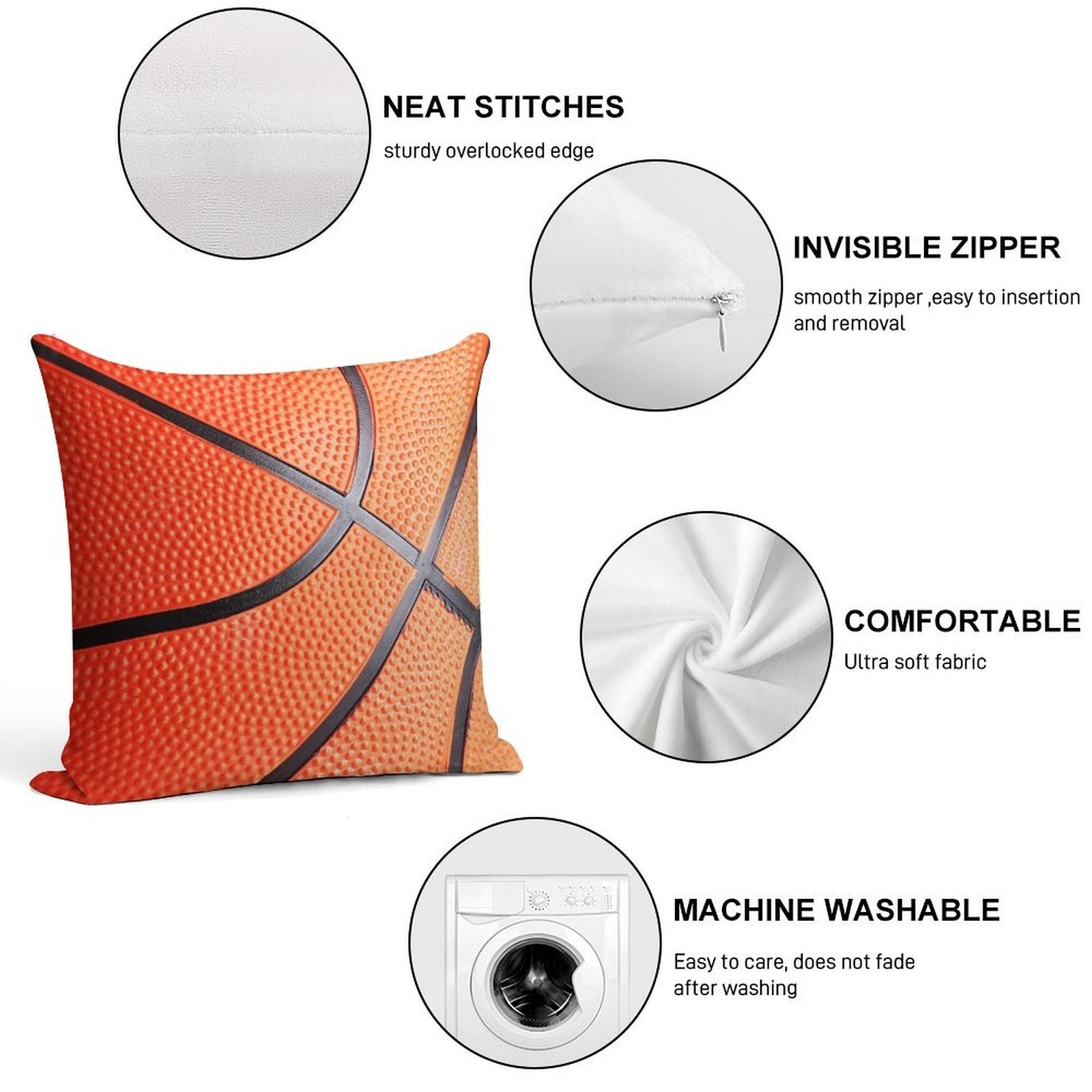 Basketball Soft Gift Ready Throw Pillow