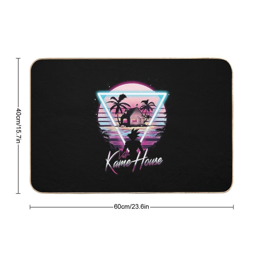 Turtle House Retro T-Shirt  Easy To Clean Bath Mat