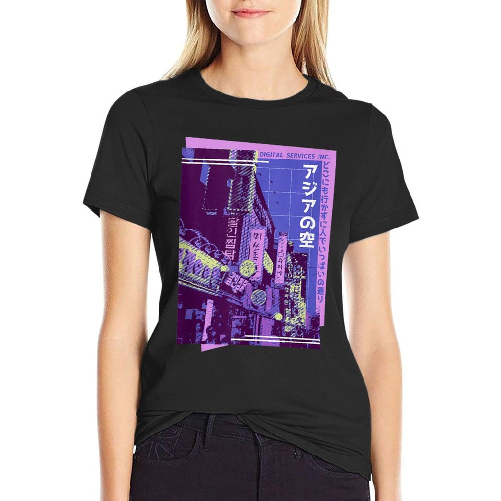 Japanese City, Dark Aesthetic Vaporwave Anime Concept  Durable T-Shirt