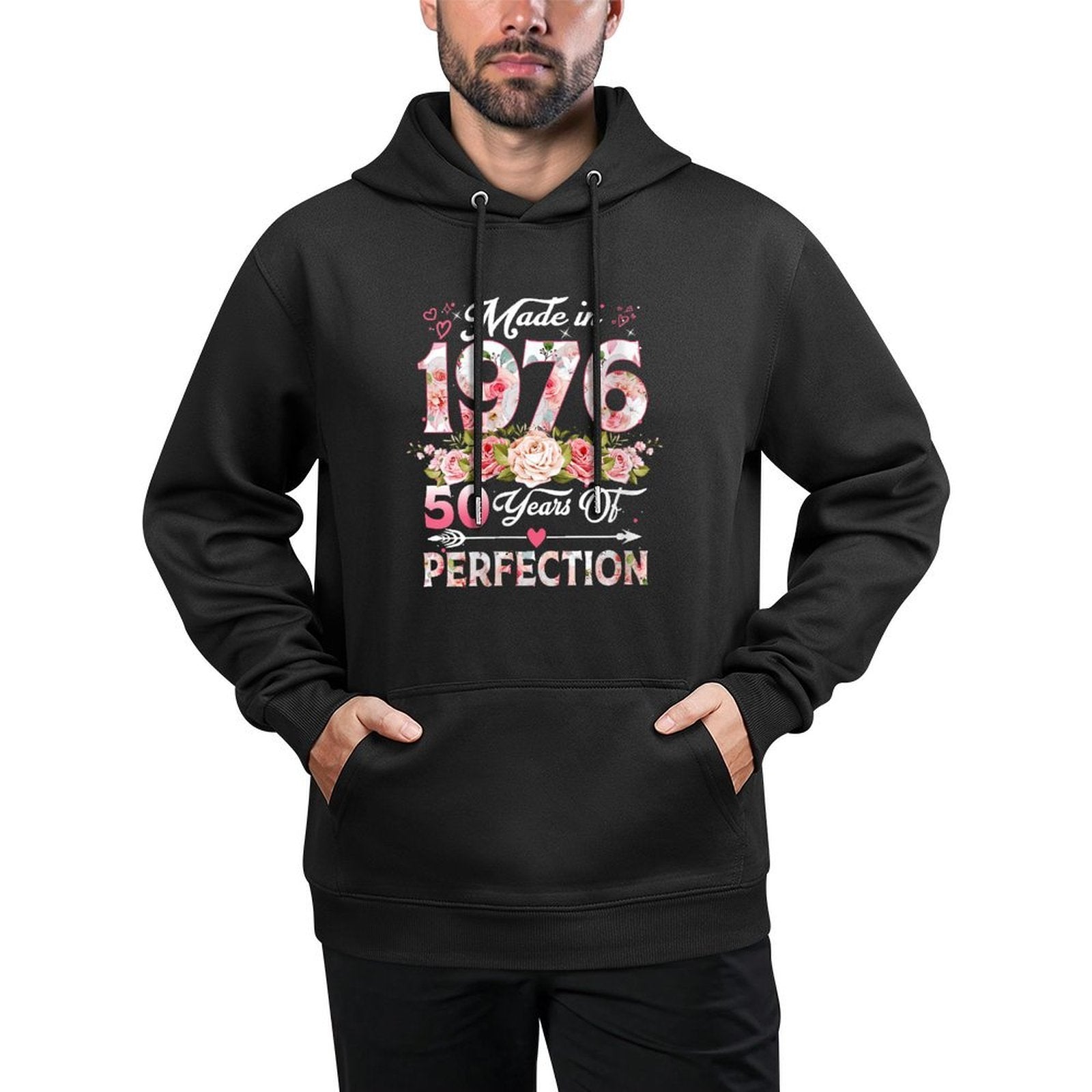 Womens 50 Years Old Born In 1976 Floral 50th Birthday Gifts Women Adjustable Hood Hoodie