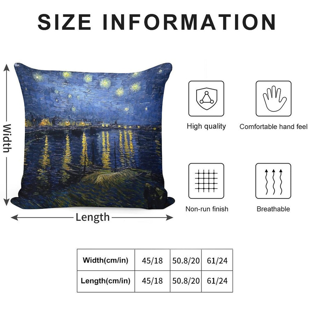 Starry Night Over The Rhone - Van Gogh Soft Easy Maintenance Throw Pillow
